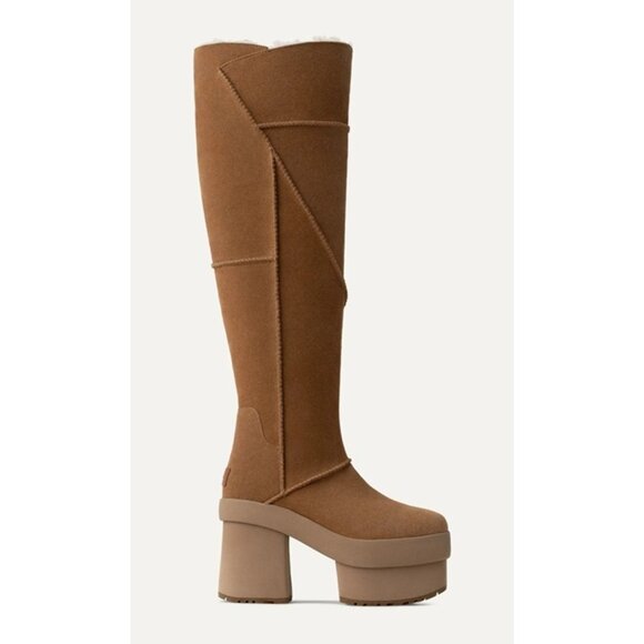 UGG New Heights Platform Xtra Boot Size 12 Women Chestnut 1157911 - Picture 1 of 5